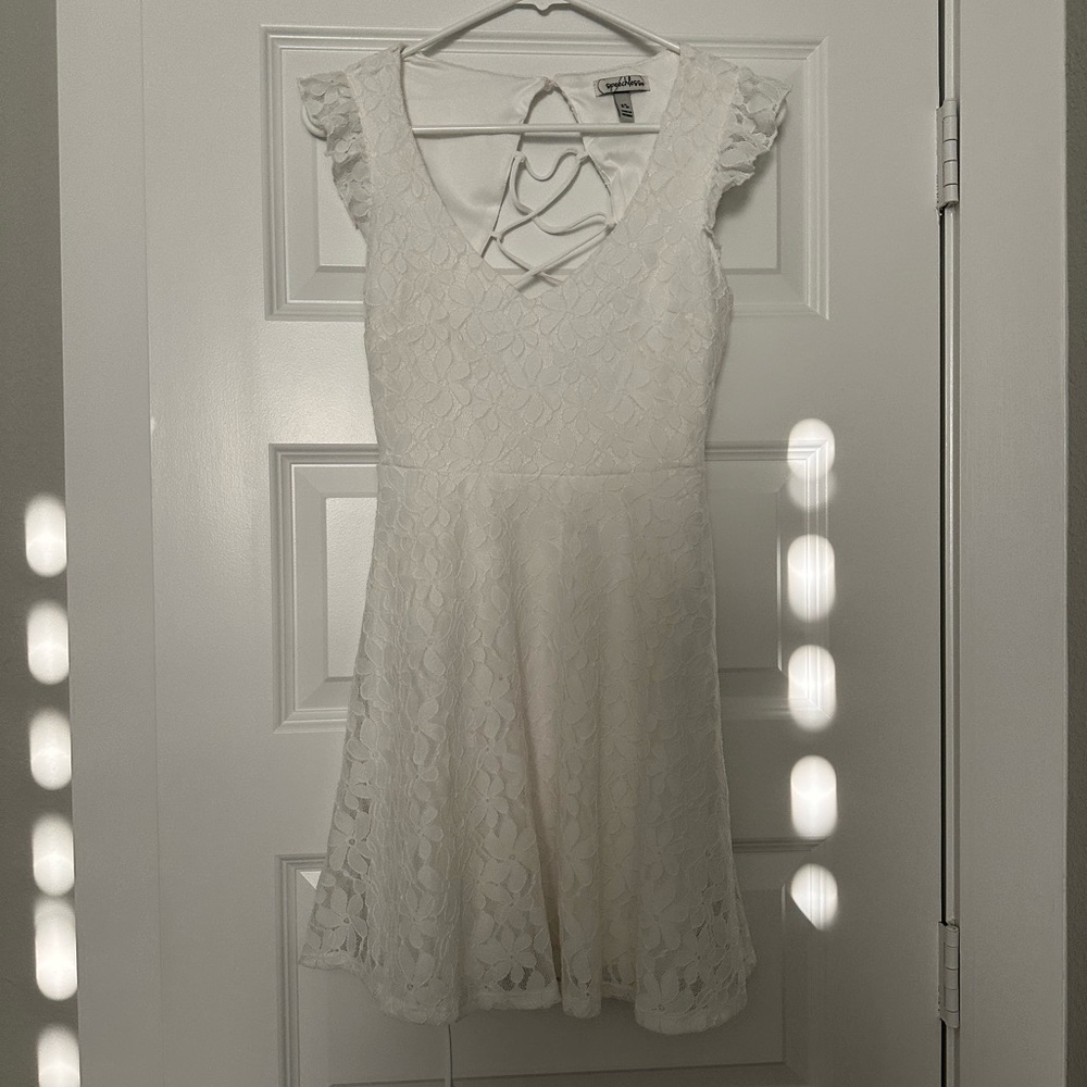Speechless White Lace Lace Up Back Dress